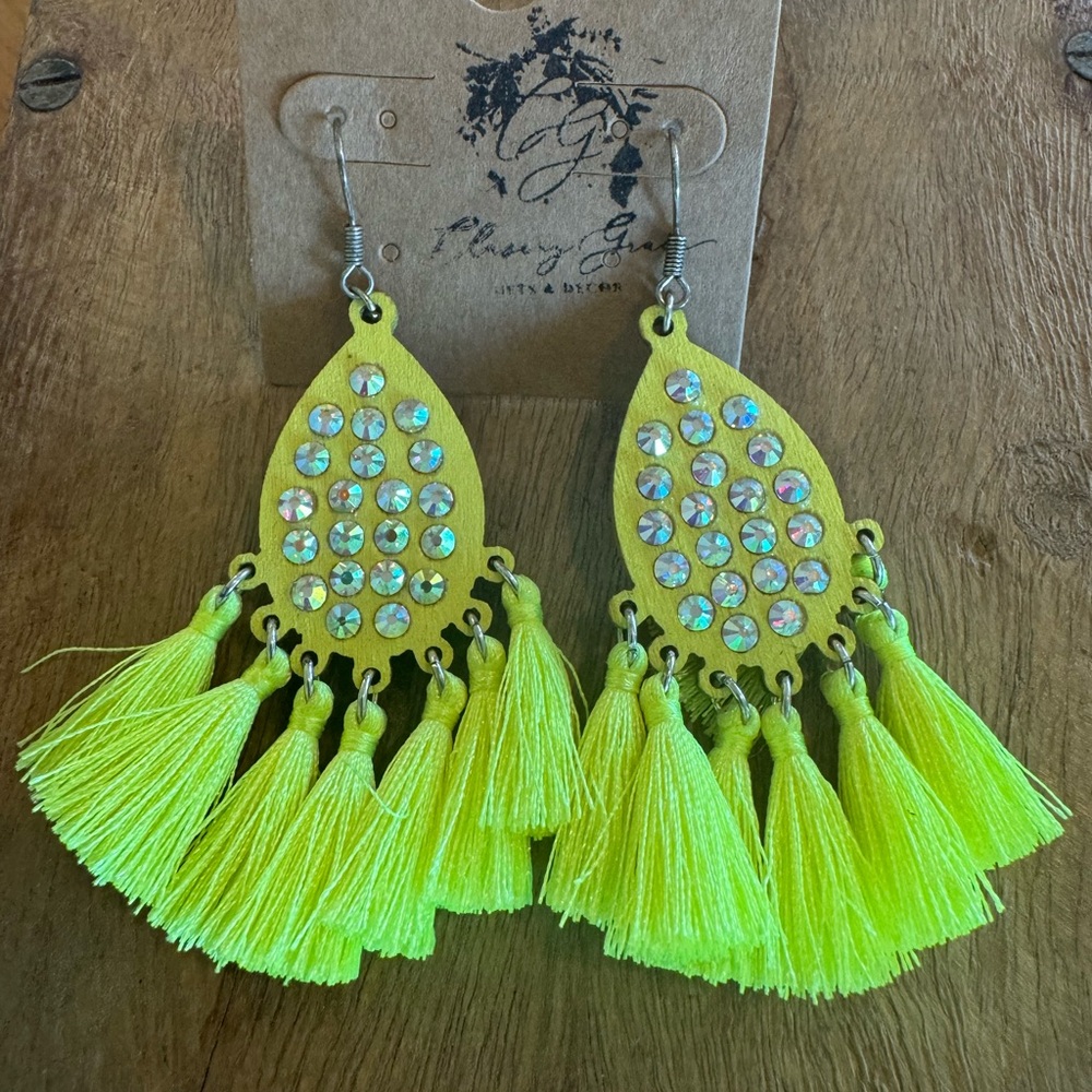 Vibrant Yellow Neon Tassel Earrings